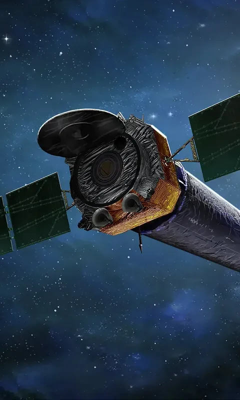 Artist concept of the Chandra X-ray Observatory in orbit