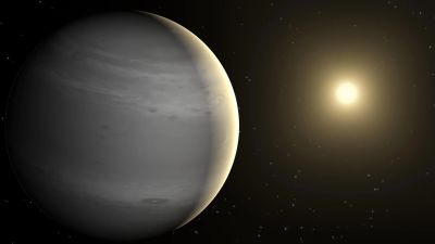 Impresión artística de un exoplaneta gigante gaseoso templado del tamaño de Saturno orbitando su estrella anfitriona, similar a TOI-199b. Crédito: NASA/JPL-Caltech.