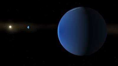 Artist's illustration of super-puff exoplanets TOI-791 b and c orbiting their Sun-like host star