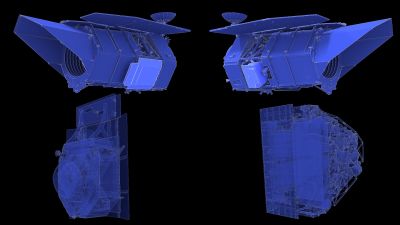 Illustration of the Wide Field Instrument and Coronagraph Instrument aboard NASA's Nancy Grace Roman Space Telescope.