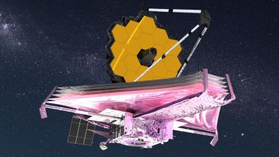 Artist's concept of NASA's James Webb Space Telescope, whose NIRSpec instrument revealed the unexpected non-rotating kinematics of early-universe galaxy XMM-VID1-2075.