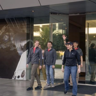 jsc2025e011326 - The crew members of NASA's SpaceX Crew-10 mission receive a sendoff at the SpaceX facility in Hawthorne, California ahead of their mission to the International Space Station. Credit: SpaceX