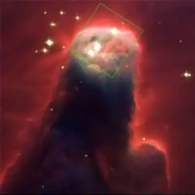HST/ACS Visible-Light Image of the Cone Nebula With Outline of the NICMOS Infrared-Light Image