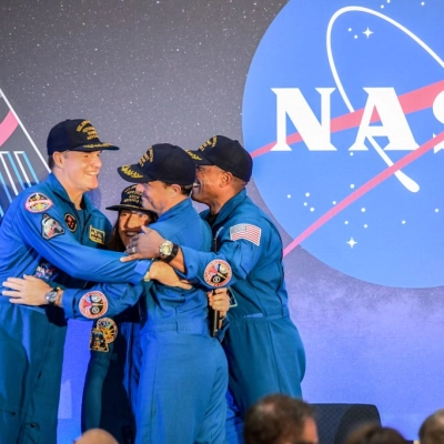 Date: April 11, 2026 Subject: Artemis-02 Crew Return Ceremony Location: Ellington Field Photo Credit: NASA/Bill Stafford