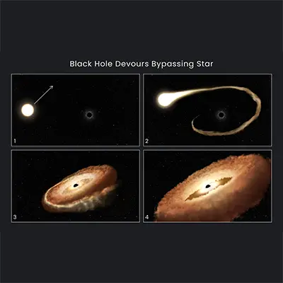 Black Hole Devours Bypassing Star Illustration