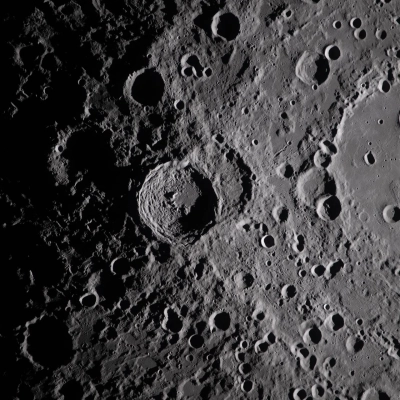 art002e009282 (April 6, 2026) - A close-up view taken by the Artemis II crew of Vavilov Crater on the rim...