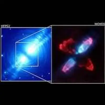 The Egg Nebula (CRL 2688) in Visible Light (left) and Infrared (right)
