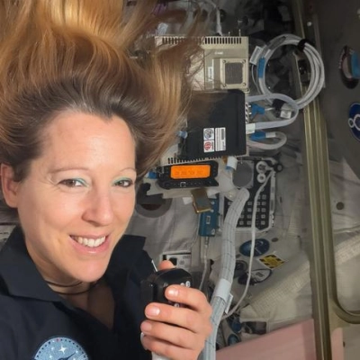 ESA astronaut Sophie Adenot speaks on the International Space Station's ham radio