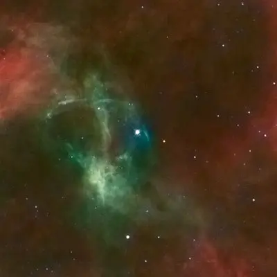 Hubble/WFPC2 and ESO/2.2-m Composite Image of 30 Dor Runaway Star