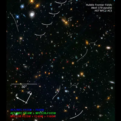 Compass Image for Abell 370 Parallel Field with Asteroids