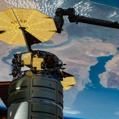 The International Space Station above the Mediterranean Sea