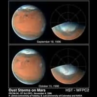 Wispy Clouds, A Melting Ice Cap, and Dust-Storm-Free Surface on Mars