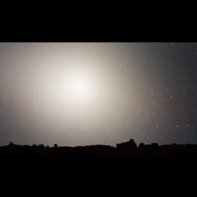 Nighttime Sky View of Future Galaxy Merger: 7 Billion Years