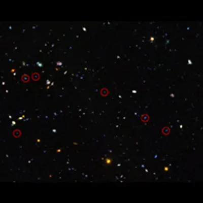 GOODS Field Containing Distant Dwarf Galaxies Forming Stars at an Incredible Rate (Illustrated)