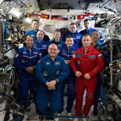 Ten International Space Station crew members representing Expedition 73 and 74 pose for a portrait