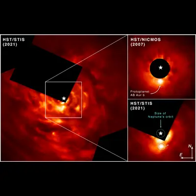 AB Aurigae b Hubble Images Compass