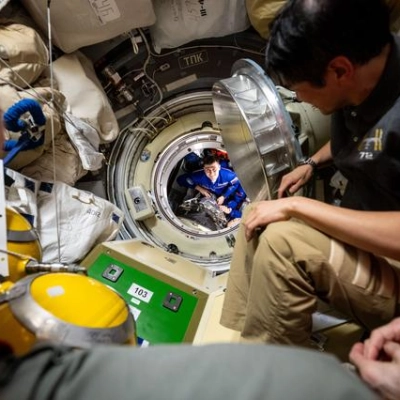 Roscosmos cosmonaut Alexey Zubritsky is pictured before entering the International Space Station