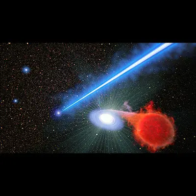 Black Hole Jet and Accompanying Erupting Nova (Artist's Concept)