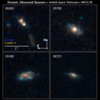 Compass and Scale Image for Distant, Obscured Quasars