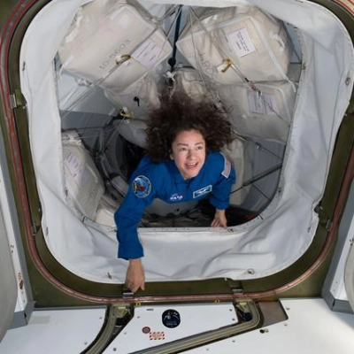 NASA astronaut Jessica Meir enters the International Space Station