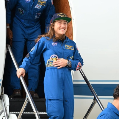 Date: April 11, 2026 Subject: Artemis-02 Crew Return Ceremony Location: Ellington Field Photo Credit: NASA/Robert Markowitz