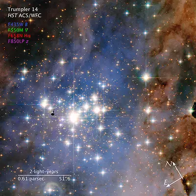 Compass and Scale Image for Trumpler 14