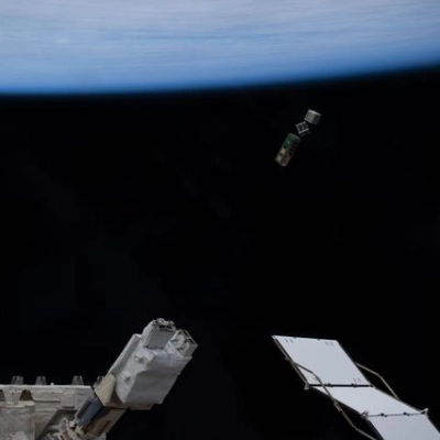 A trio of CubeSats is deployed into Earth orbit outside of the International Space Station