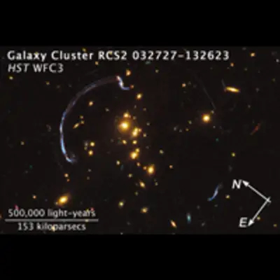 Compass and Scale Image of Galaxy Cluster RCS2 032727-132623