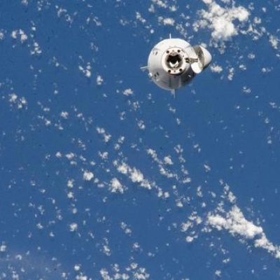 The SpaceX Dragon Endurance crew spacecraft approaches the International Space Station