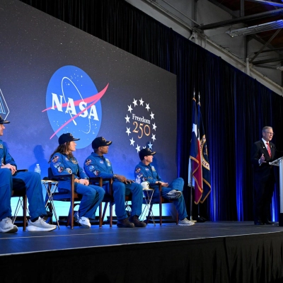 jsc2026e022302 (April 11, 2026) – U.S. Representative Brian Babin, addresses a crowd of friends, family, and colleagues assembled for the...