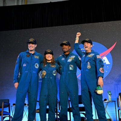 Date: April 11, 2026 Subject: Artemis-02 Crew Return Ceremony Location: Ellington Field Photo Credit: NASA/Helen Arase Vargas