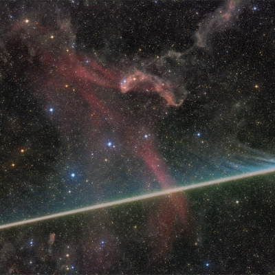 Vaporizing Meteor Photobombs the Lacerta Nebula