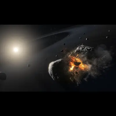 Illustration of Collision of Protoplanetary Bodies in the Fomalhaut Star System