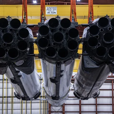 SpaceX Falcon Heavy Hangar Lift for NASA's Roman Space Telescope