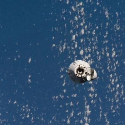 The SpaceX Dragon Endurance crew spacecraft approaches the International Space Station