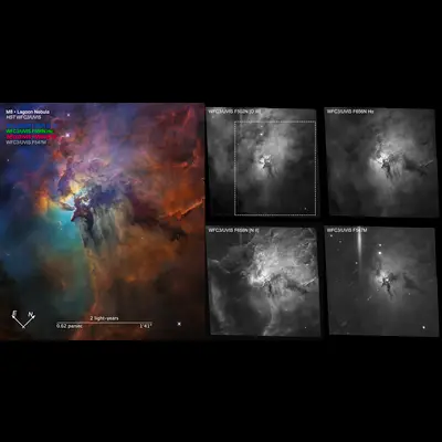 Compass Image for Lagoon Nebula (Visible)