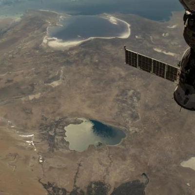 The International Space Station orbits above Uzbekistan