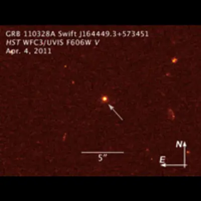 Compass and Scale Image of GRB 110328A's Host Galaxy