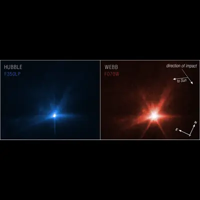 Hubble/Webb Side-by-Side (WFC3/NIRCam Compass Image)