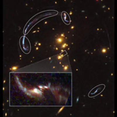 Hubble WFC3 Image of Core of RCS2 032727-132623 and Reconstruction of RCSGA 032727-132609