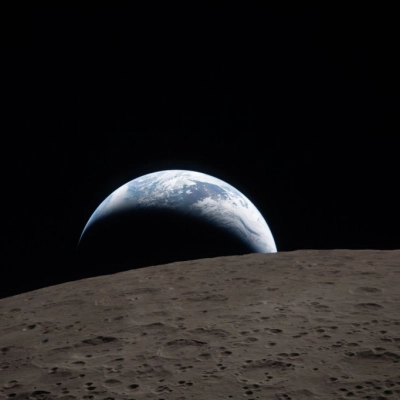 art002e009288 (April 6, 2026) – Earthset captured through the Orion spacecraft window at 6:41 p.m. EDT, April 6, 2026, during...