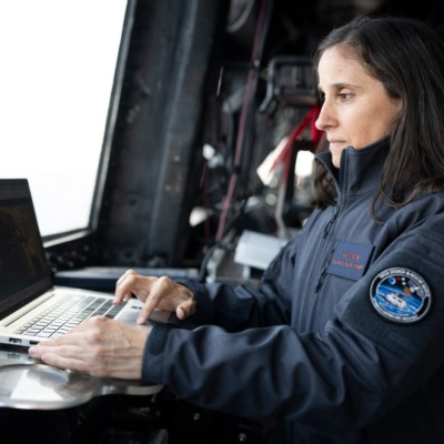 Lisa Mazzuca, mission manager for the Search and Rescue Office at NASA’s Goddard Space Flight Center, poses for a portrait...