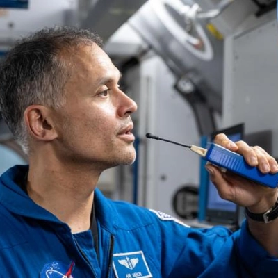 NASA astronaut Anil Menon participates in an emergency training session