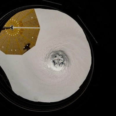 The well-defined eye of Typhoon Ragasa pictured from the International Space Station