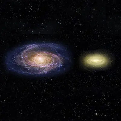 Artist's Concept of Milky Way vs Galaxy MACS2129-1