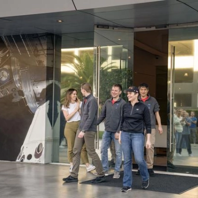 jsc2025e011327 - The crew members of NASA's SpaceX Crew-10 mission receive a sendoff at the SpaceX facility in Hawthorne, California ahead of their mission to the International Space Station. Credit: SpaceX