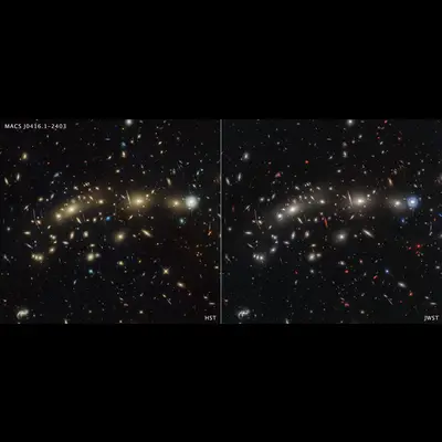 MACS 0416 (Hubble and Webb Compared)