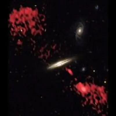 Wide View of Giant Radio Jet Coming From Spiral Galaxy 0313-192