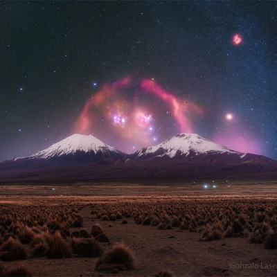 Barnards Loop over Twin Volcanoes