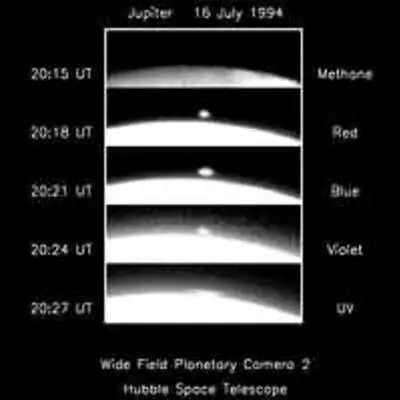 Hubble Sees Comet Fireball on Limb of Jupiter